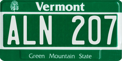 VT license plate ALN207