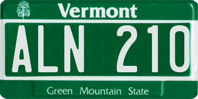 VT license plate ALN210