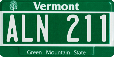 VT license plate ALN211