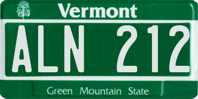 VT license plate ALN212