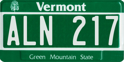 VT license plate ALN217