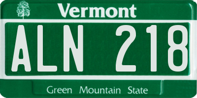 VT license plate ALN218