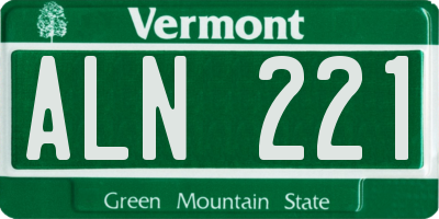 VT license plate ALN221