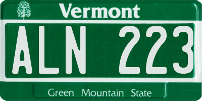 VT license plate ALN223