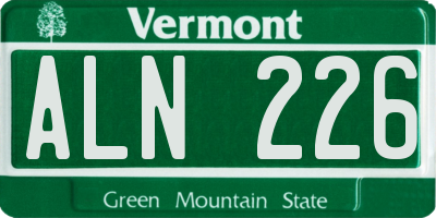 VT license plate ALN226