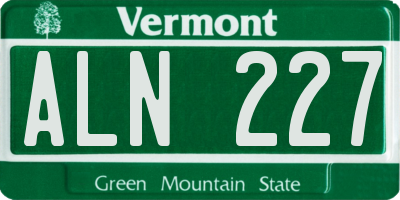VT license plate ALN227