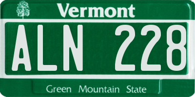 VT license plate ALN228