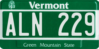 VT license plate ALN229