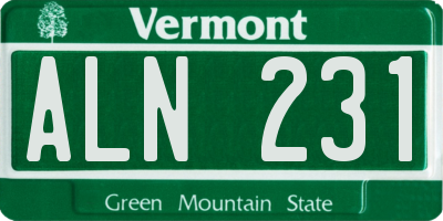 VT license plate ALN231
