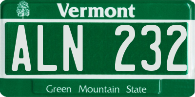 VT license plate ALN232