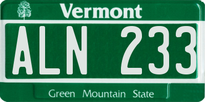 VT license plate ALN233