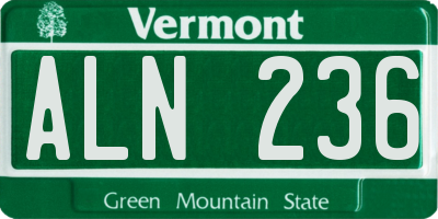 VT license plate ALN236