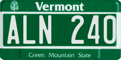 VT license plate ALN240