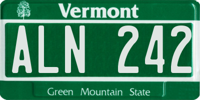VT license plate ALN242