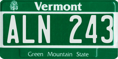 VT license plate ALN243