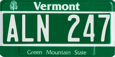 VT license plate ALN247