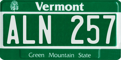 VT license plate ALN257