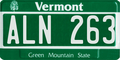 VT license plate ALN263