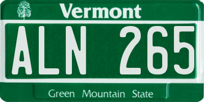 VT license plate ALN265