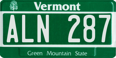 VT license plate ALN287