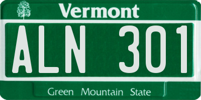 VT license plate ALN301