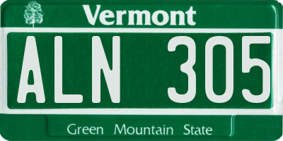 VT license plate ALN305