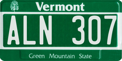 VT license plate ALN307