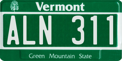 VT license plate ALN311