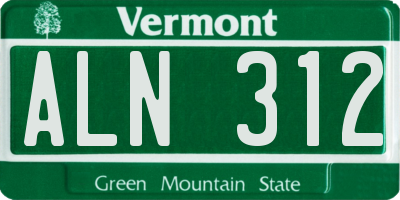 VT license plate ALN312