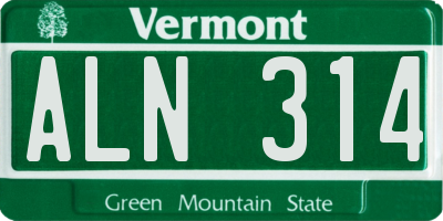 VT license plate ALN314