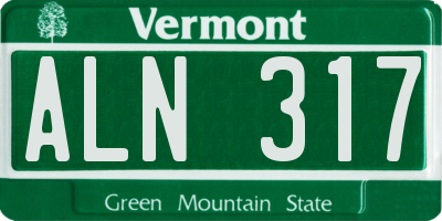VT license plate ALN317