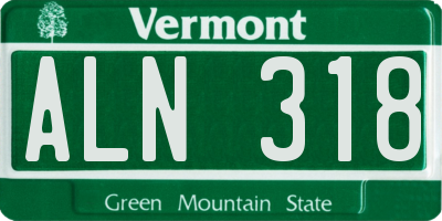 VT license plate ALN318