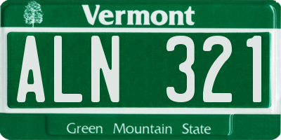VT license plate ALN321