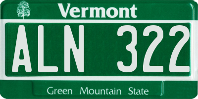 VT license plate ALN322