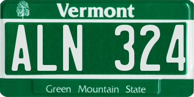 VT license plate ALN324