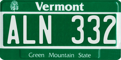 VT license plate ALN332