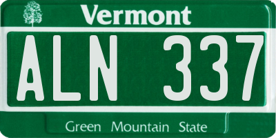 VT license plate ALN337