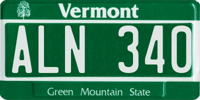 VT license plate ALN340