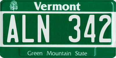 VT license plate ALN342
