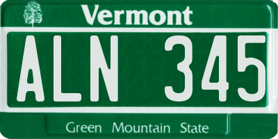 VT license plate ALN345