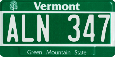 VT license plate ALN347