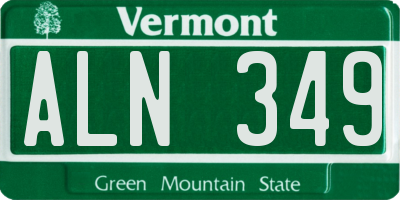 VT license plate ALN349