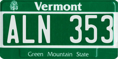 VT license plate ALN353