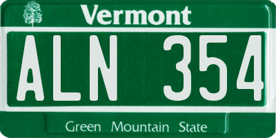 VT license plate ALN354