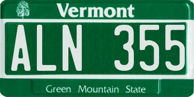 VT license plate ALN355