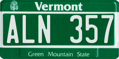 VT license plate ALN357