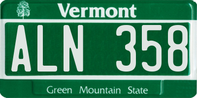 VT license plate ALN358