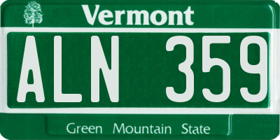 VT license plate ALN359