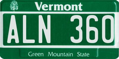 VT license plate ALN360