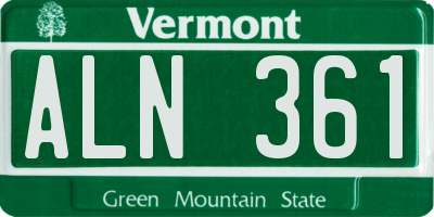 VT license plate ALN361